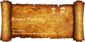 Kousz Patrik névjegykártya